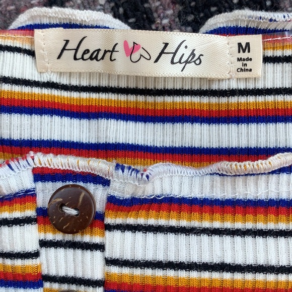 NWOT π Rainbow Striped Ribbed Crop Top - Picture 3 of 6